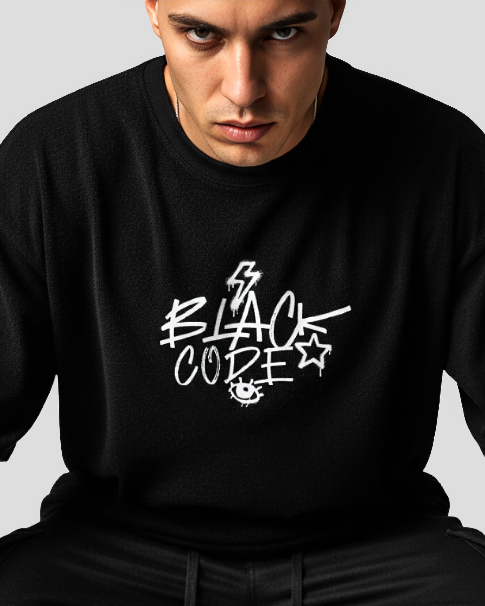 Black Code Oversized Terry Tee