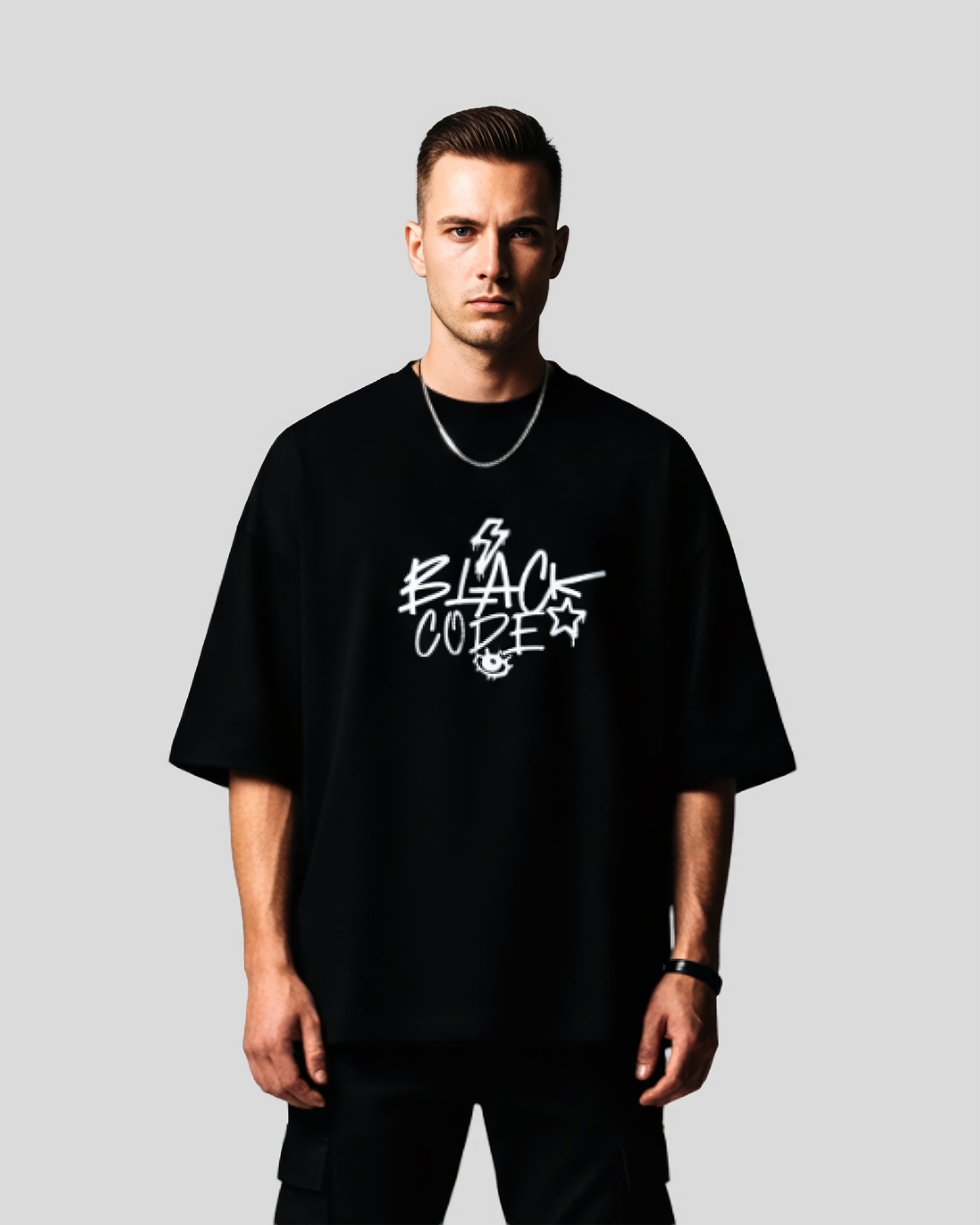 Black Code Oversized Terry Tee