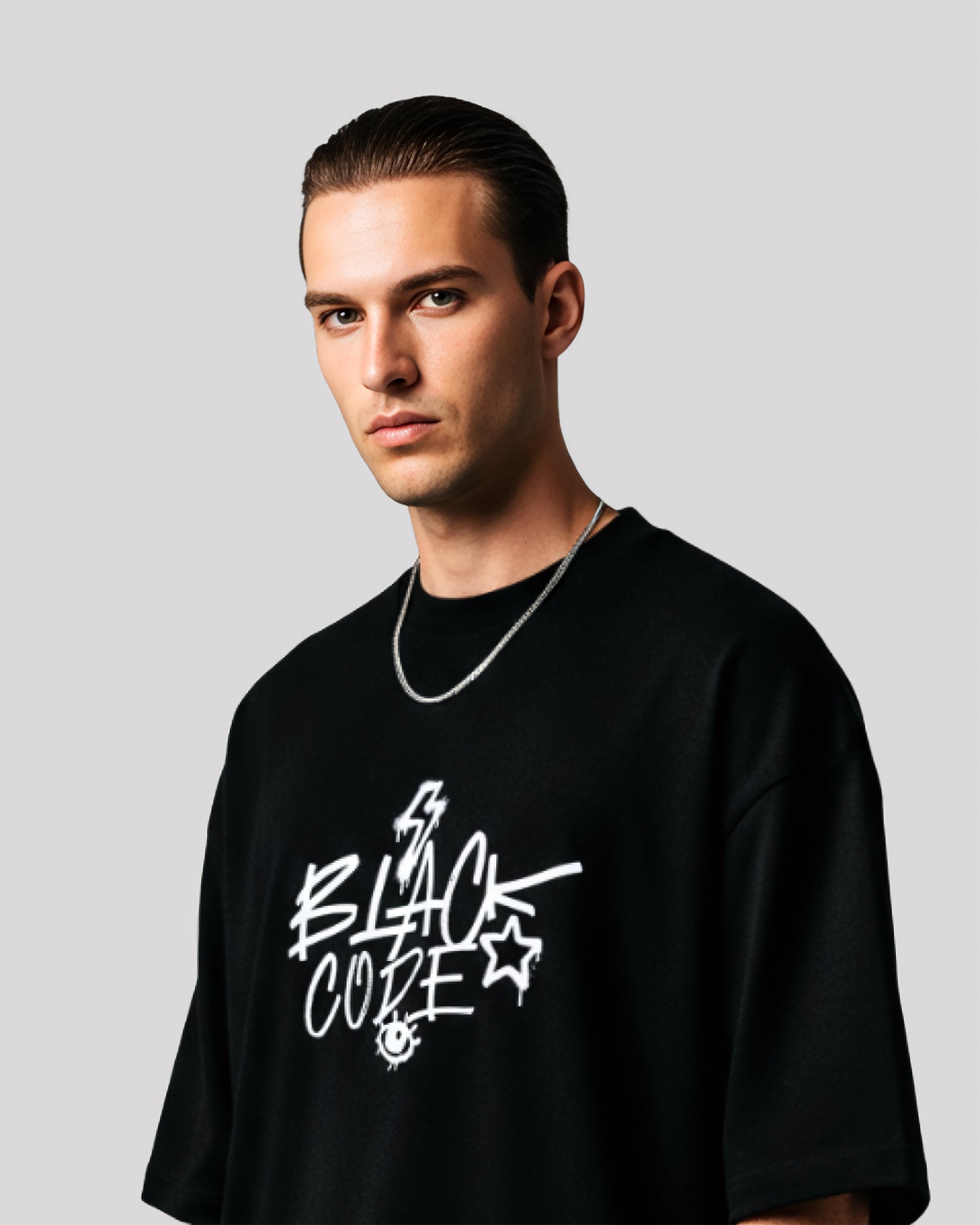 Black Code Oversized Terry Tee