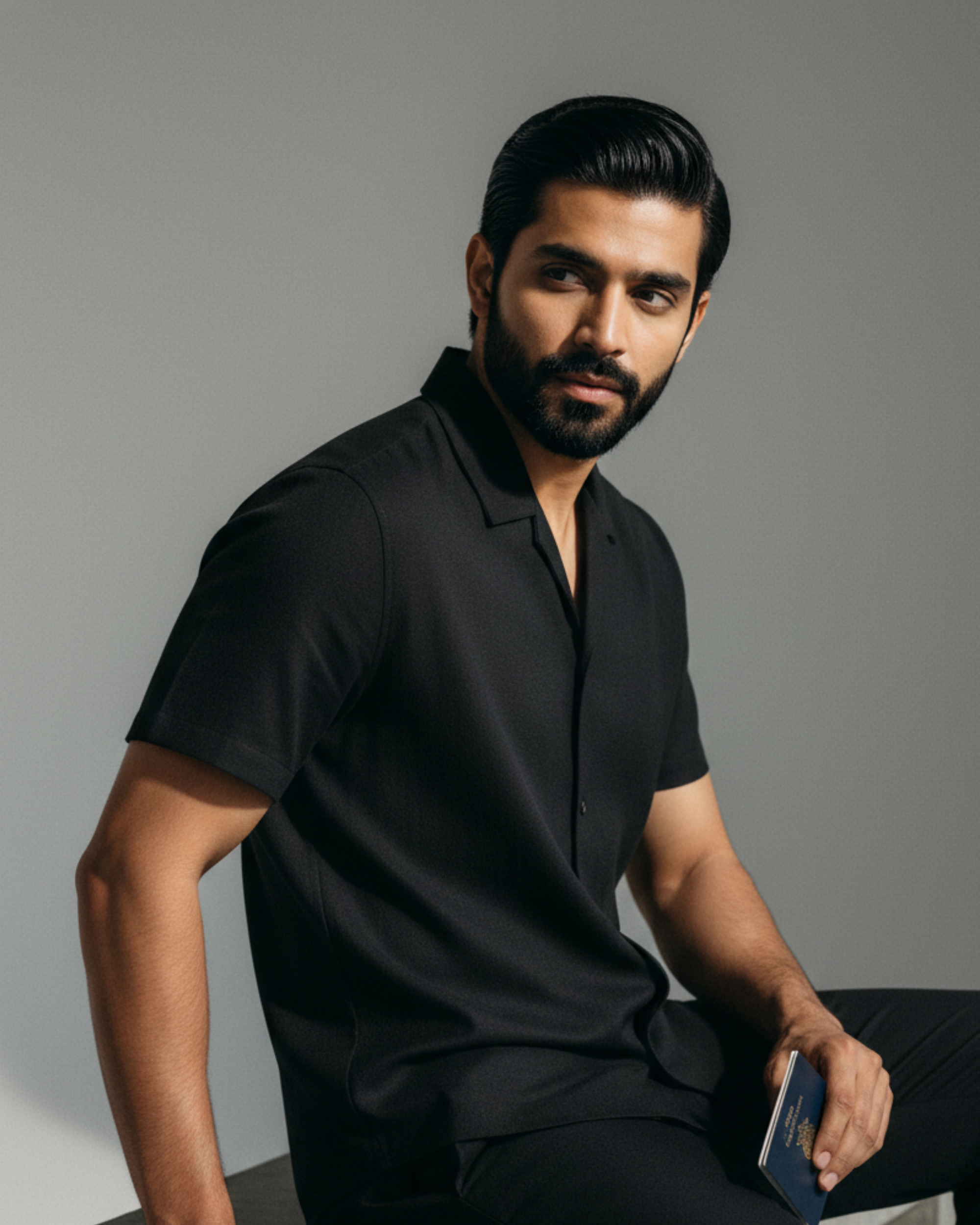 Column Oversized Shirt – Black