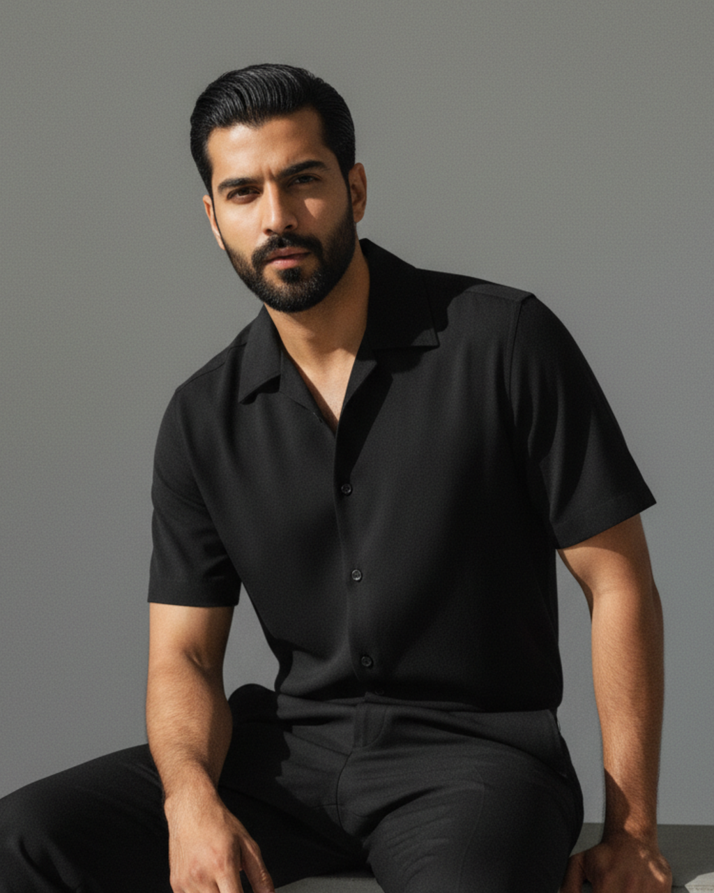 Column Oversized Shirt – Black