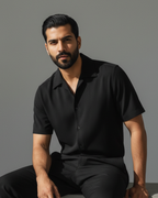 Column Oversized Shirt – Black