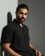 Column Oversized Shirt – Black