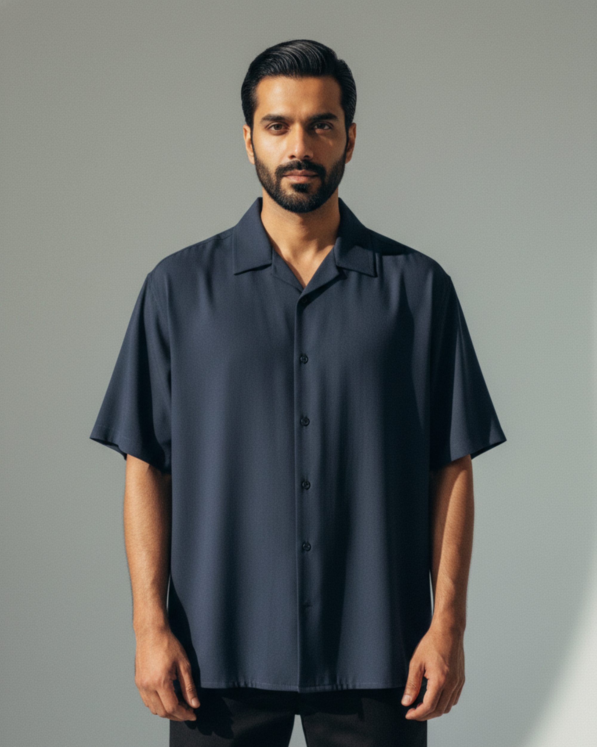 Column Oversized Shirt – Navy