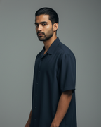 Column Oversized Shirt – Navy