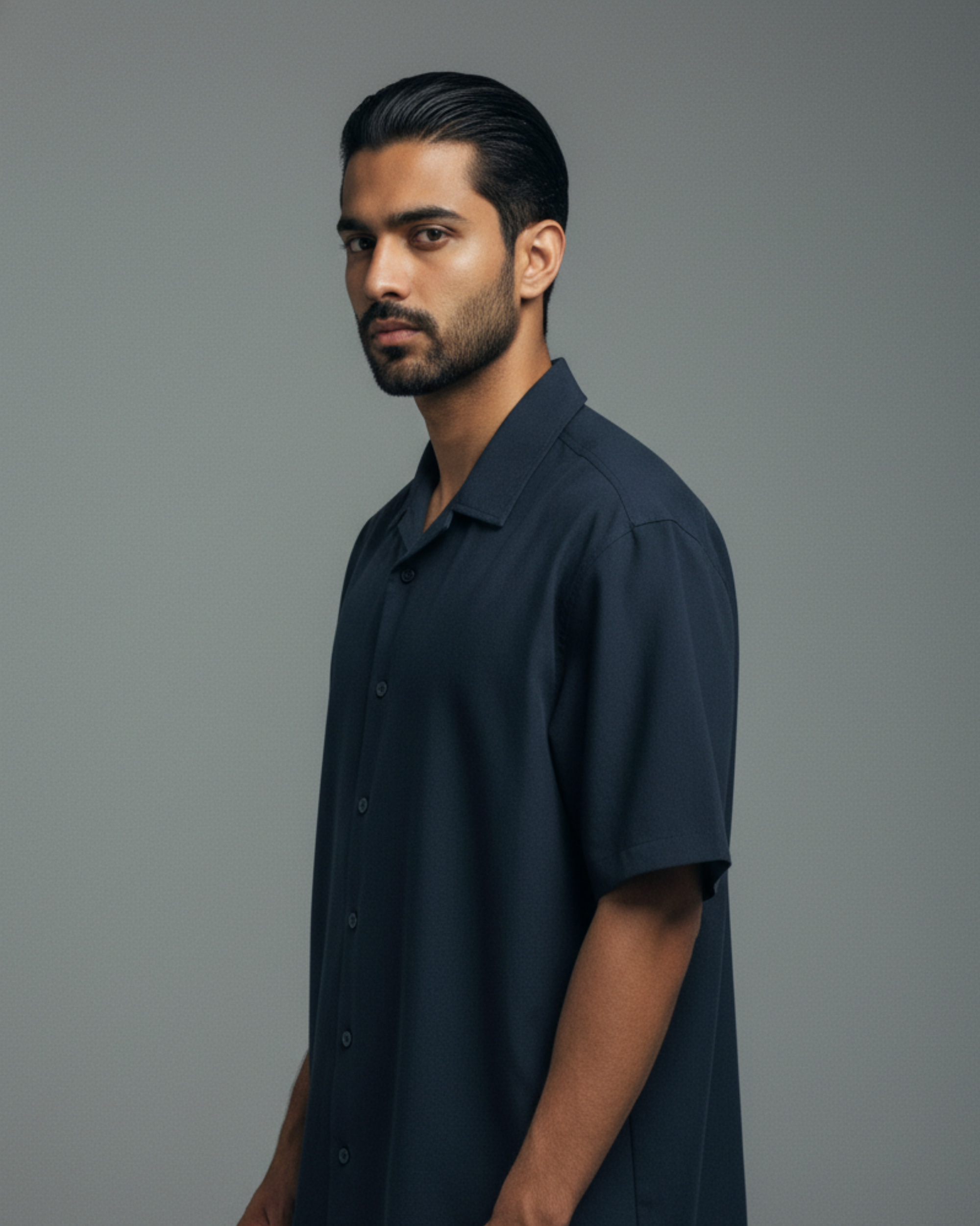 Column Oversized Shirt – Navy