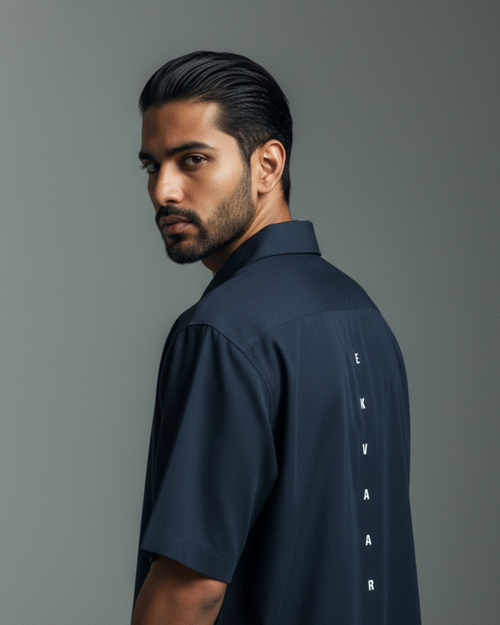 Column Oversized Shirt – Navy