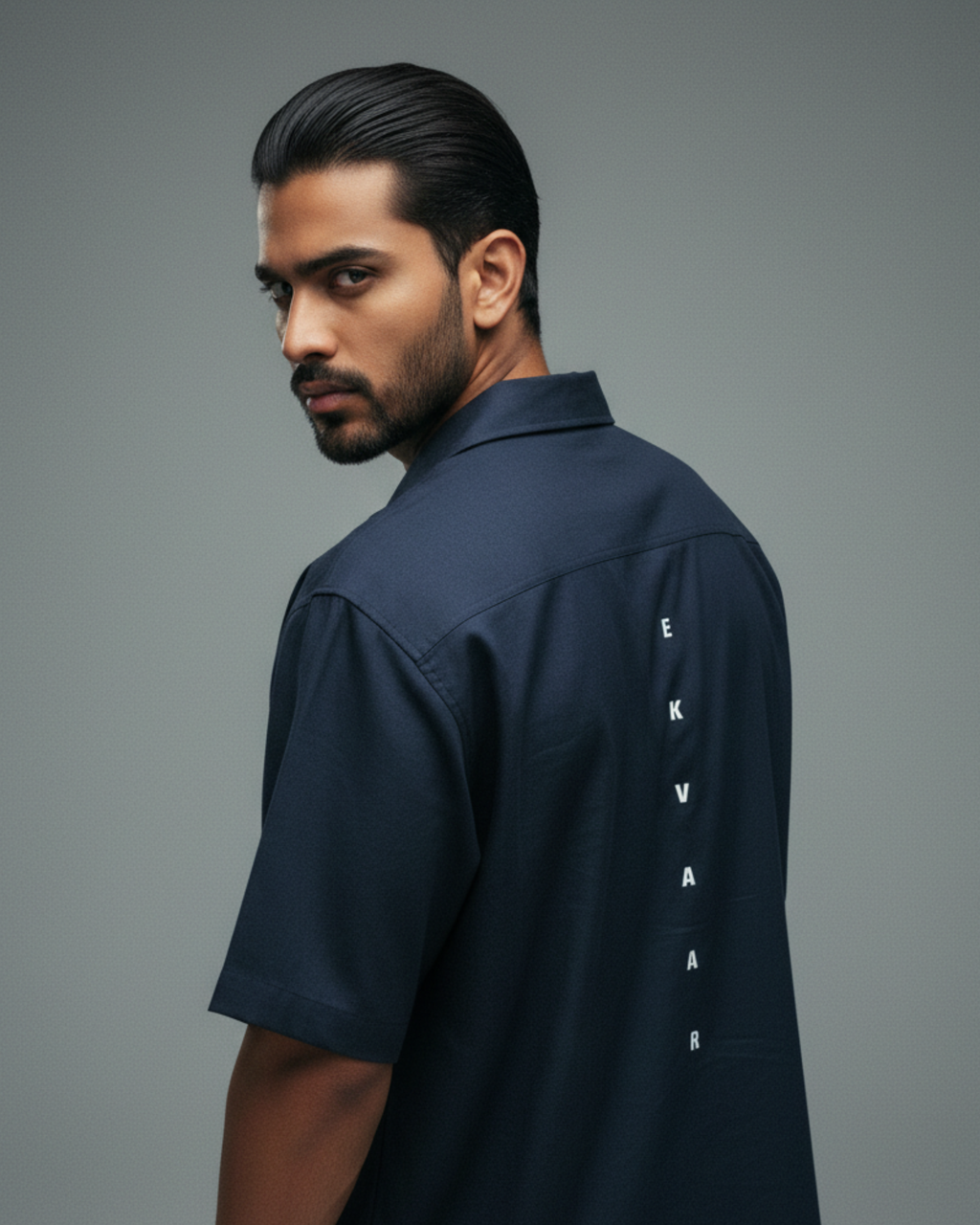 Column Oversized Shirt – Navy