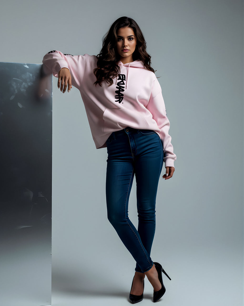 Monogram Oversized Hoodie – Baby Pink