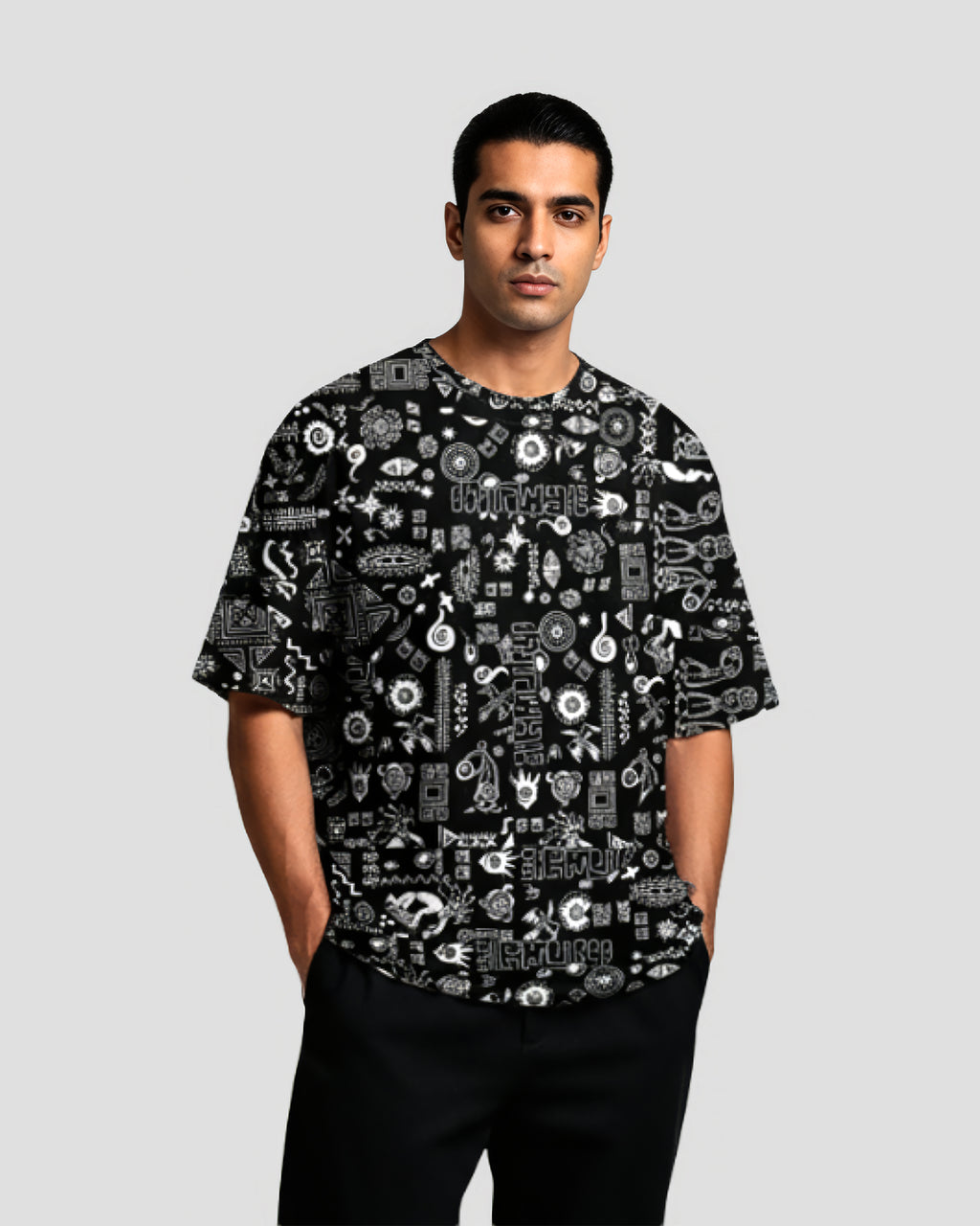 Tribal Print Oversized T-Shirt