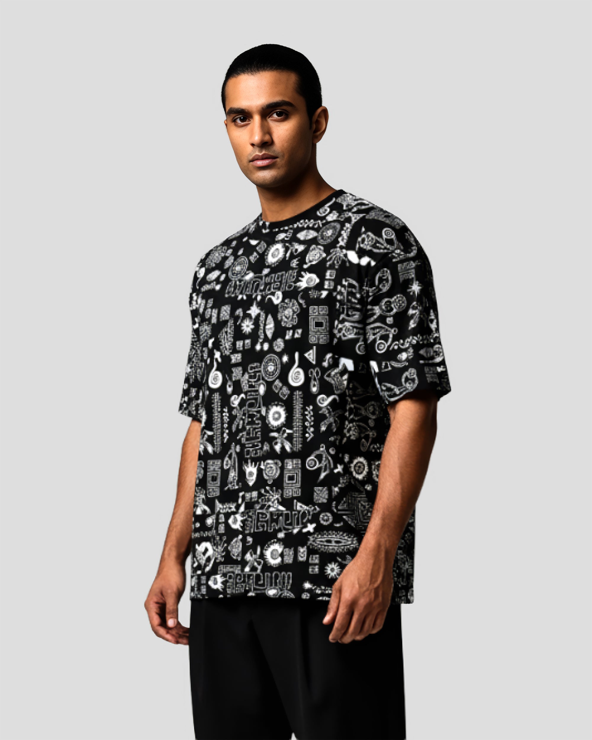 Tribal Print Oversized T-Shirt