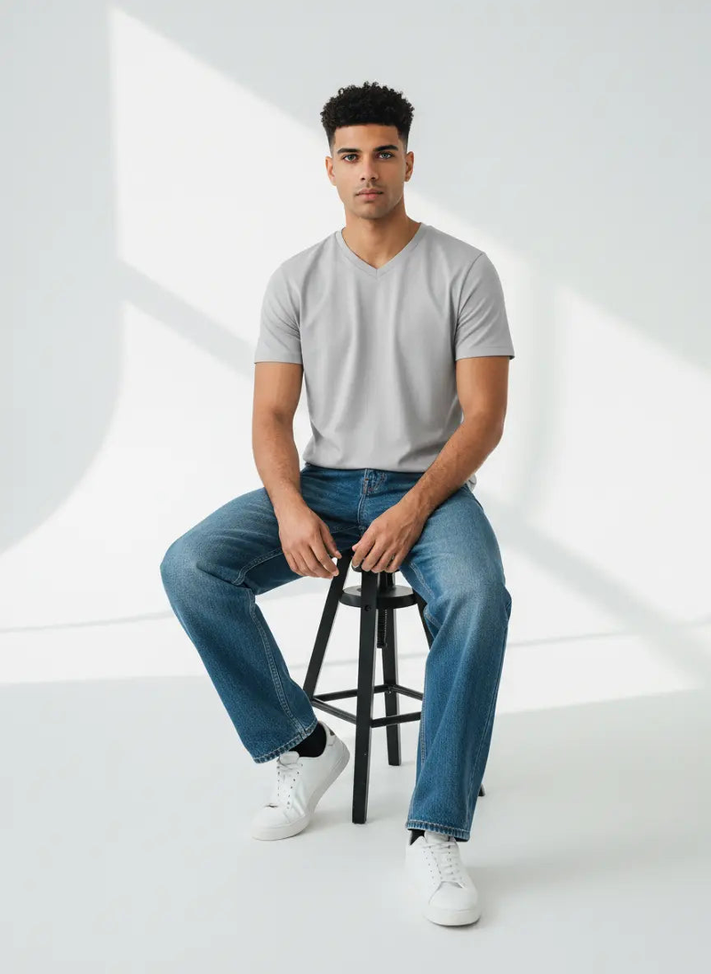 V-Neck T-Shirt – Grey - Ekvaar