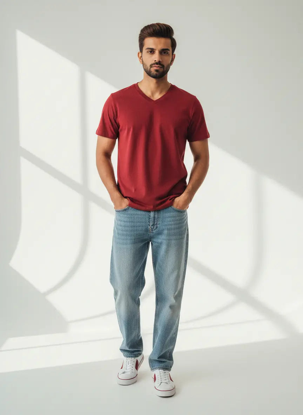 V-Neck T-Shirt – Red - Ekvaar