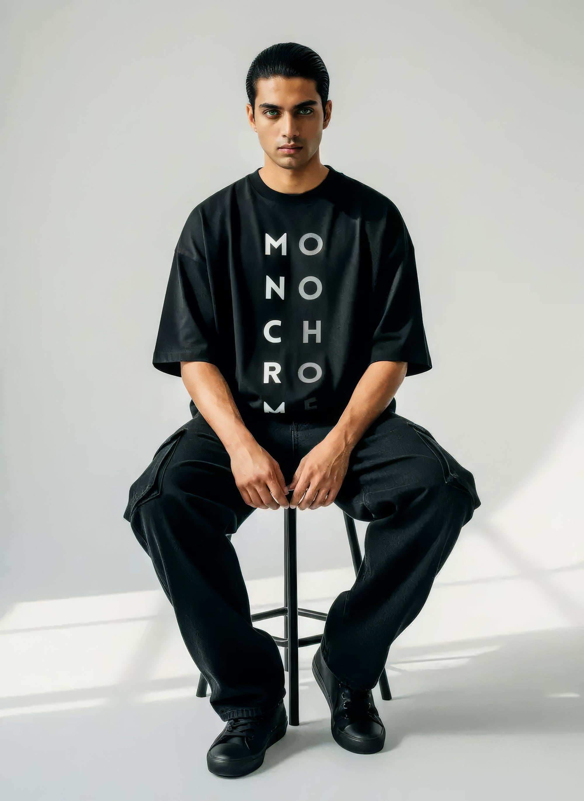 Black Monochrome Oversized Tee