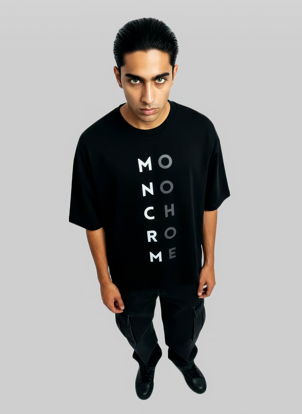 Monochrome Oversized Tee – Noor Black