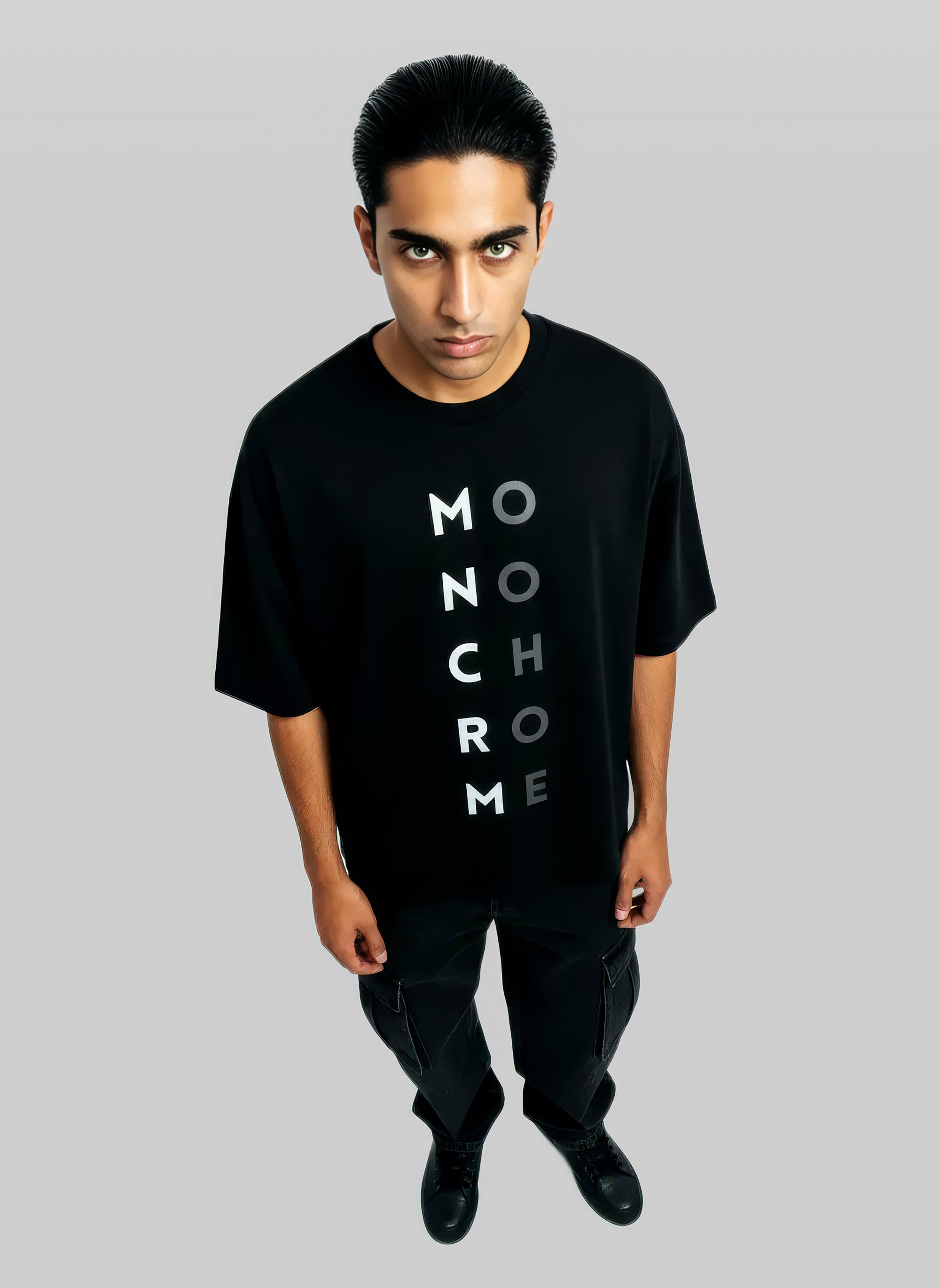 Monochrome Oversized Tee – Noor Black