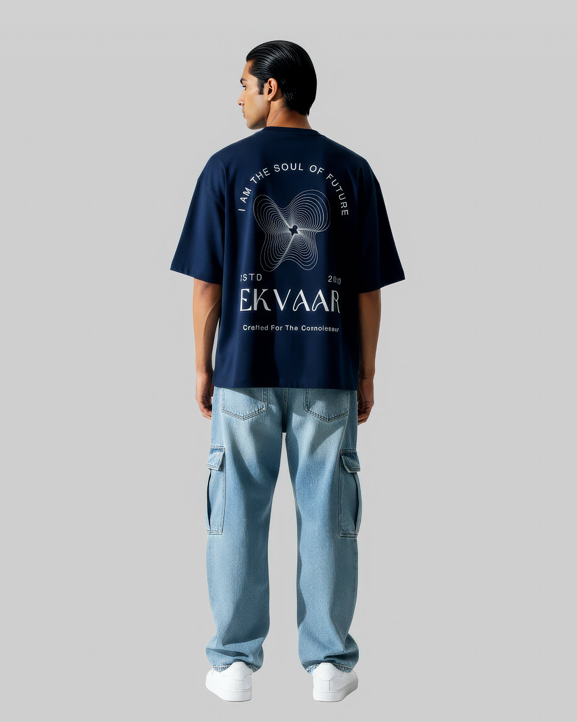 Monochrome Oversized Tee – Navy Blue