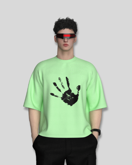 Black Palm Jade Green Oversized Tee