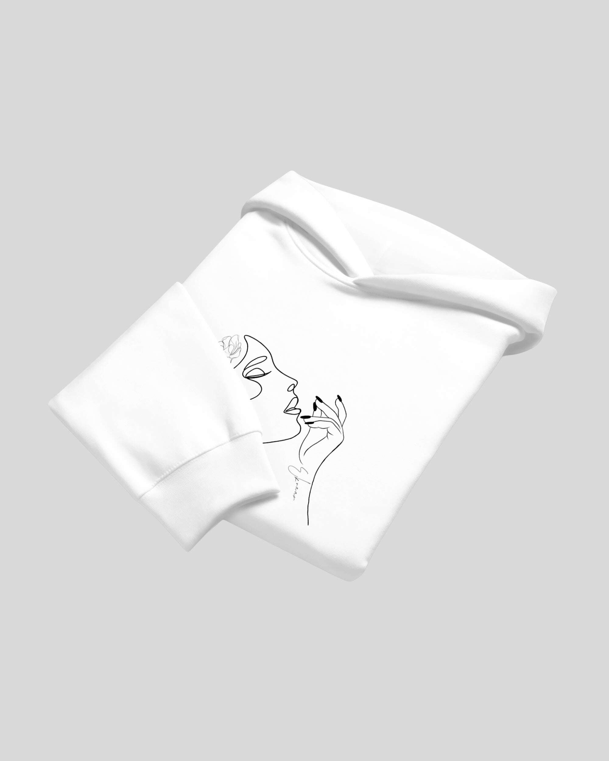 Contour hoodie in Rui White, folded, product view