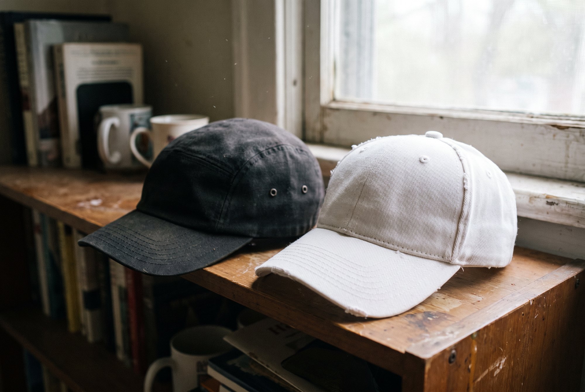 Two plain caps