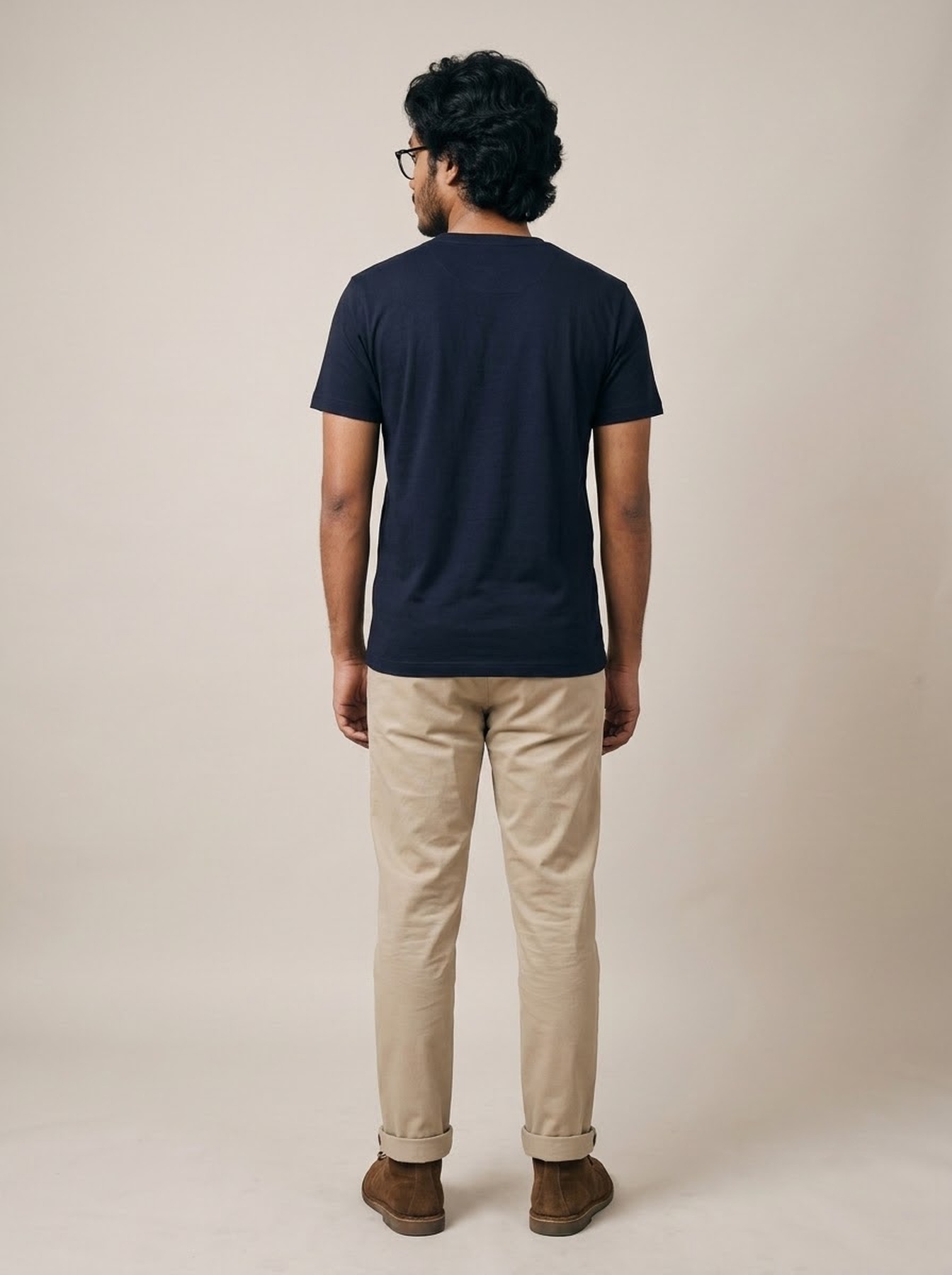 CORE crew tee in Neel Blue, back view