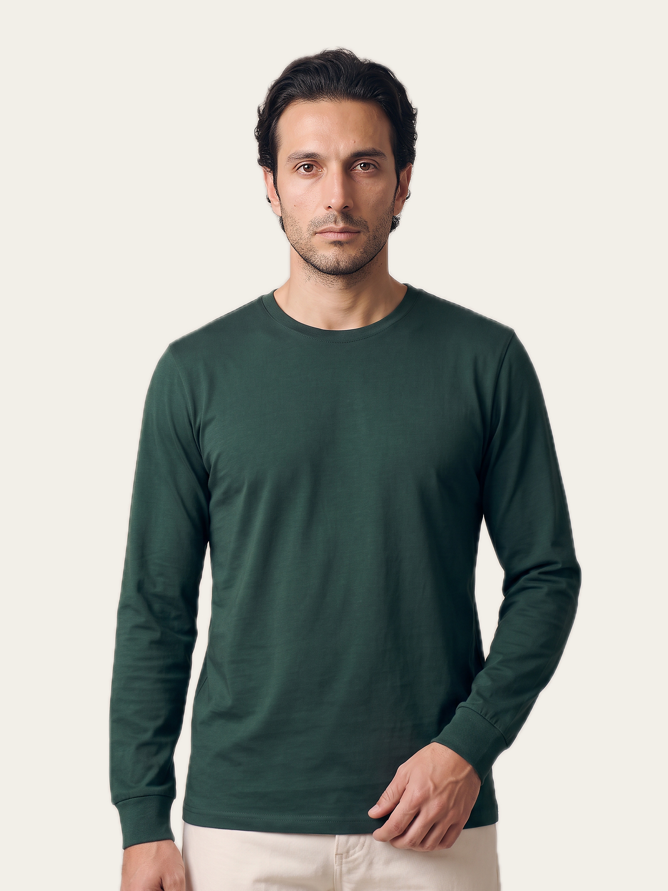 CORE Long Sleeve Tee in Arav Green, cotton care