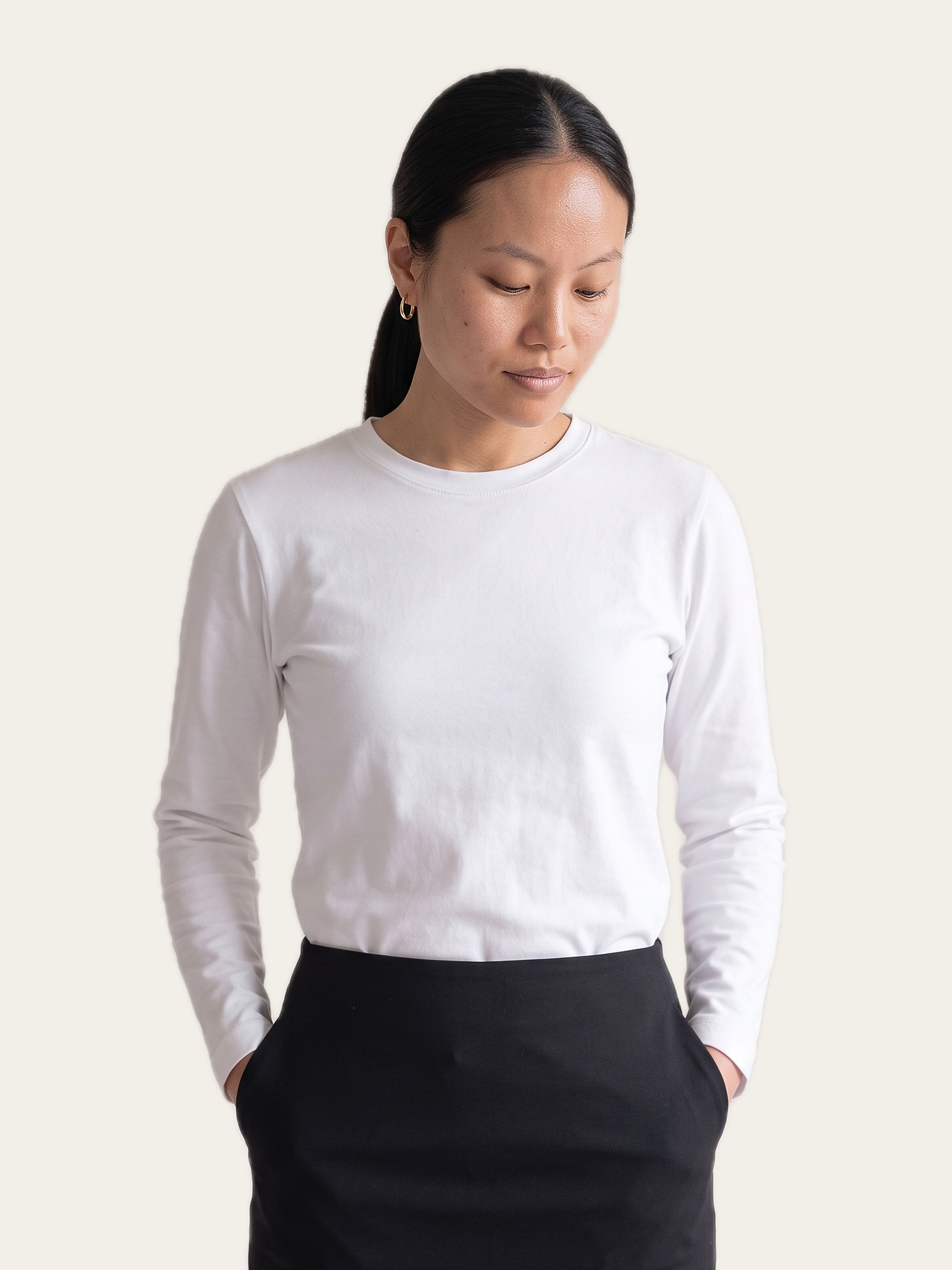 CORE Mini Skirt in Noor Black, styled, worn by a model