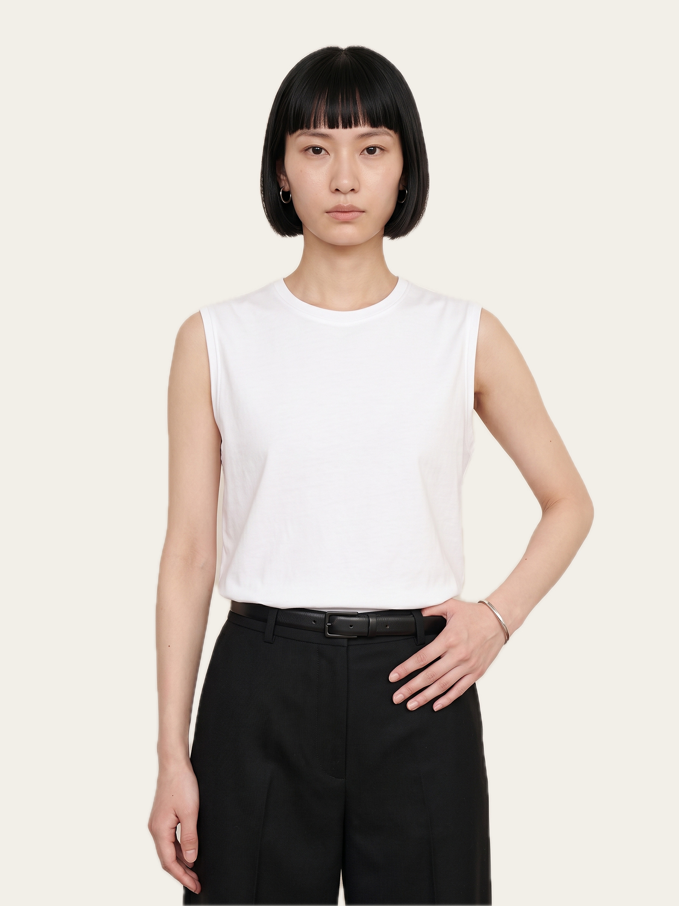 CORE Sleeveless Tee in Rui White, front view