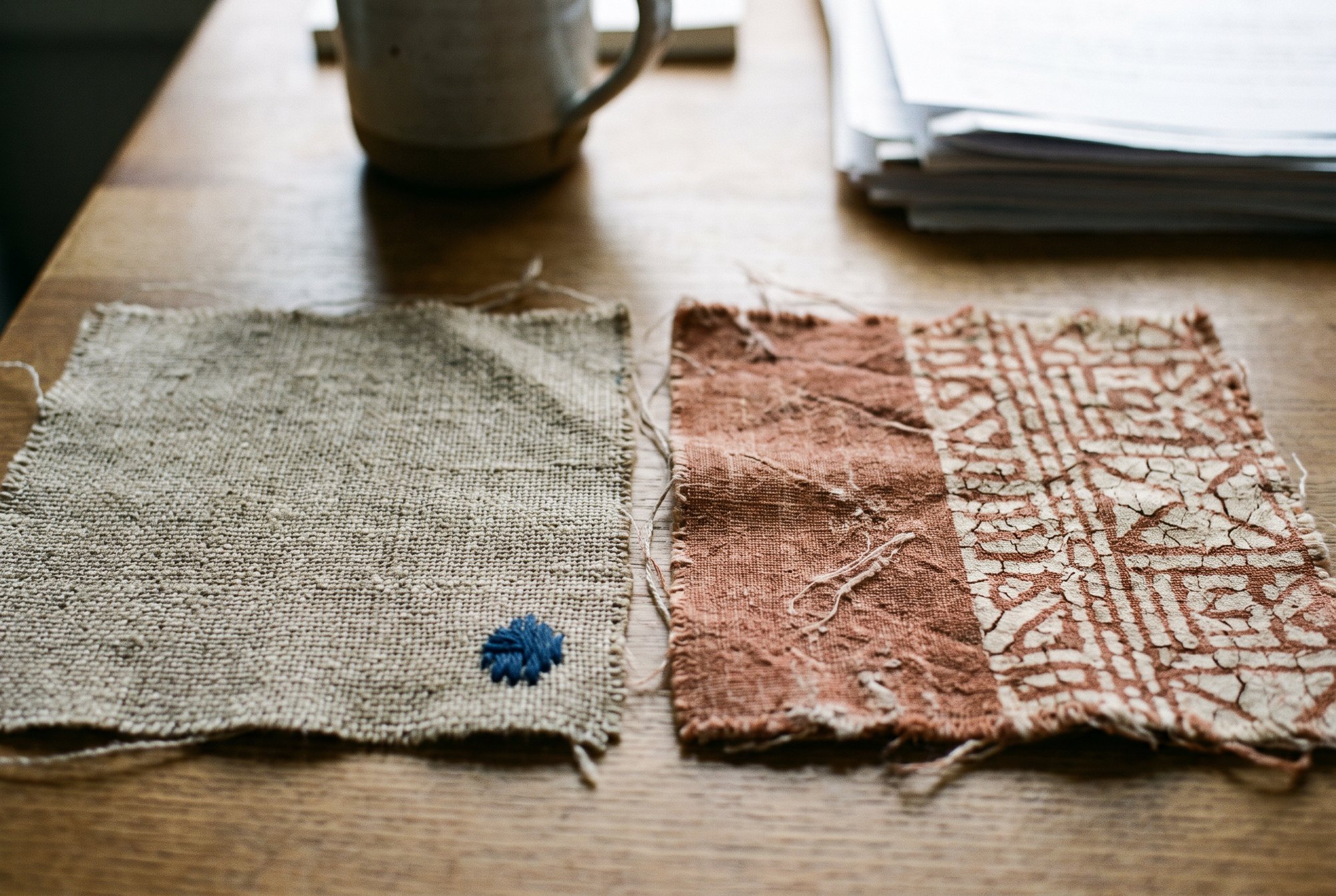 Two swatches of fabric side by side