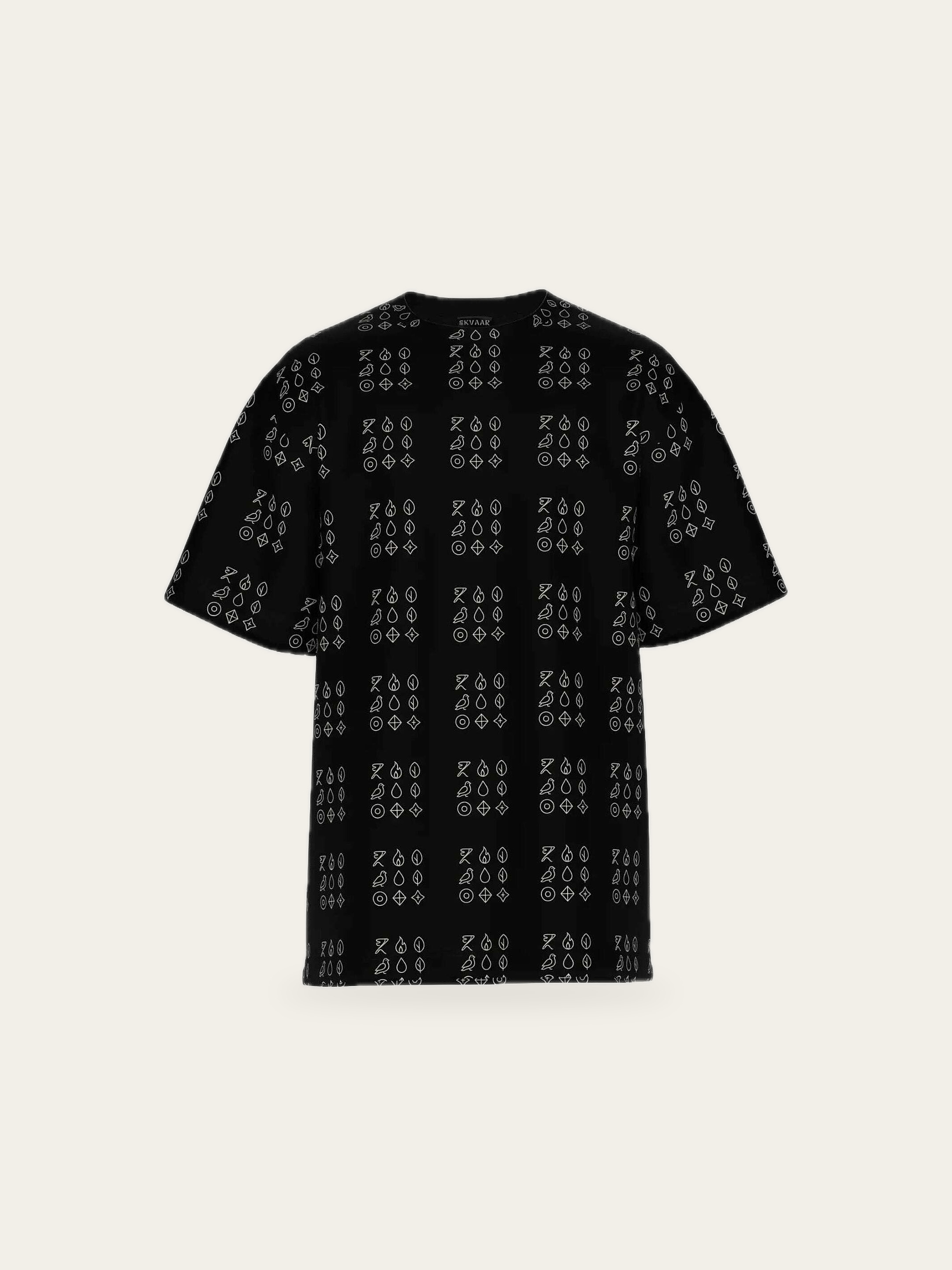 Kaal Grid Oversized Tee with the all-over glyph grid