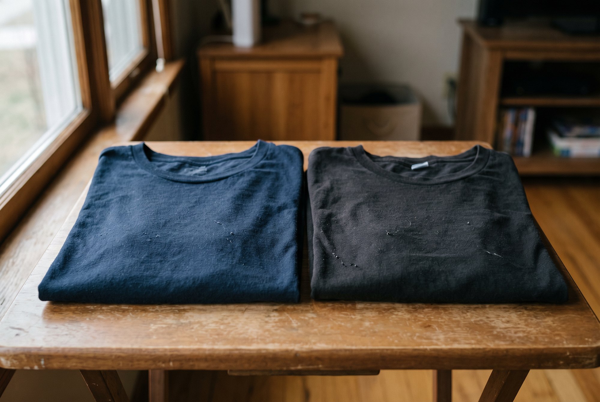 Two folded plain tees