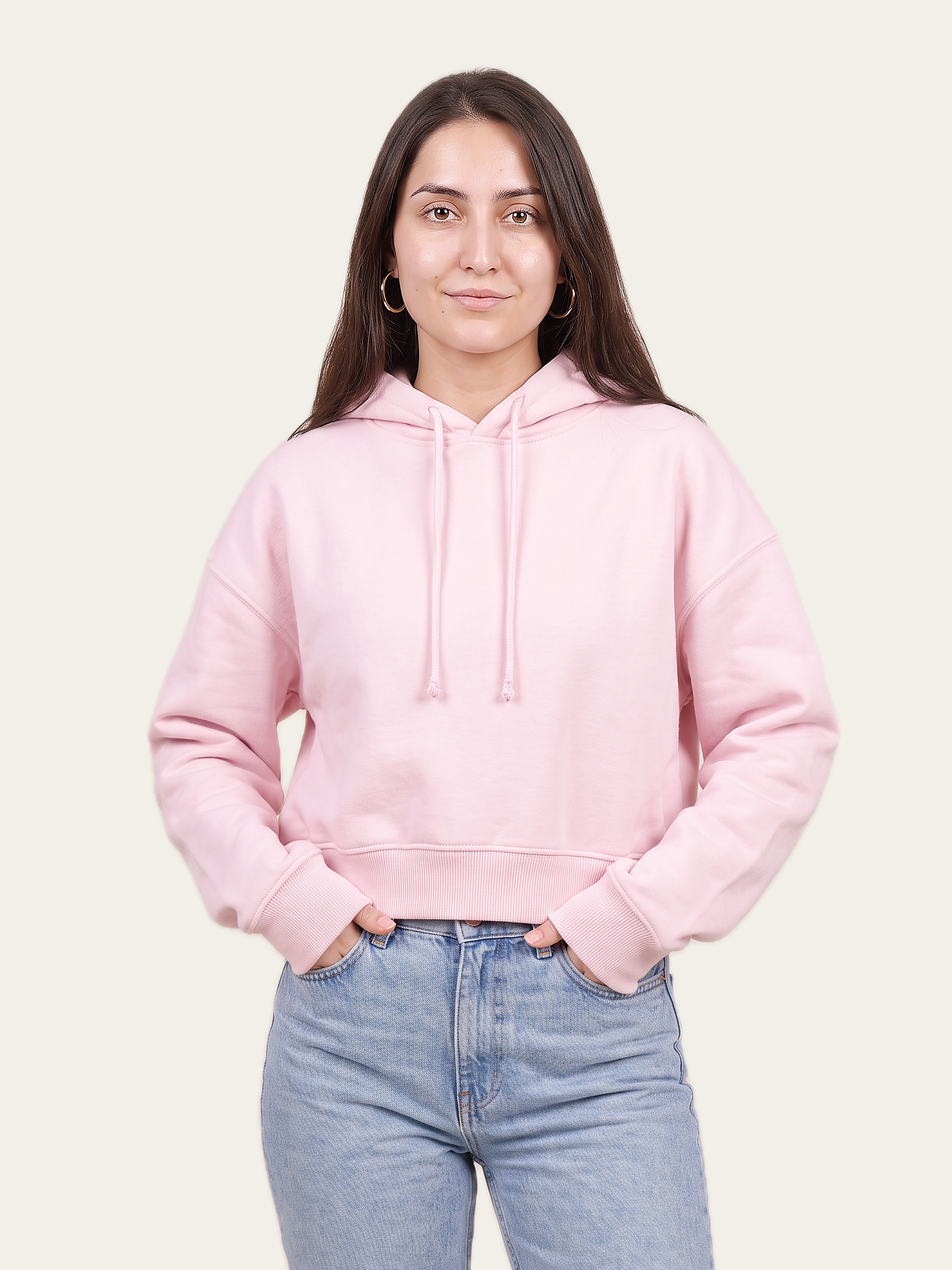 ORIGINAL Cropped Hoodie in Gulabi Pink, front view