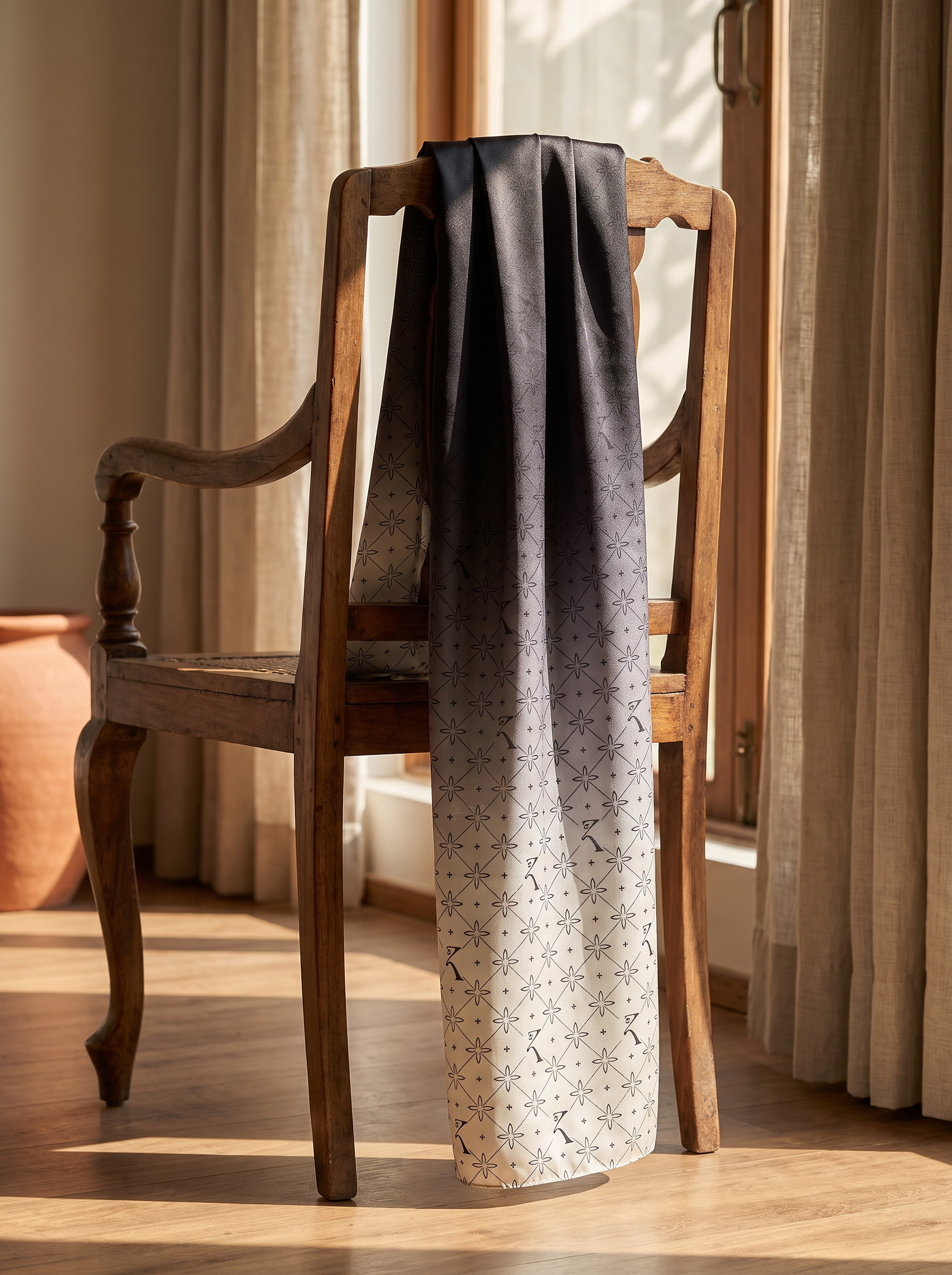 Original Stole in Noor Black draped over the shoulders