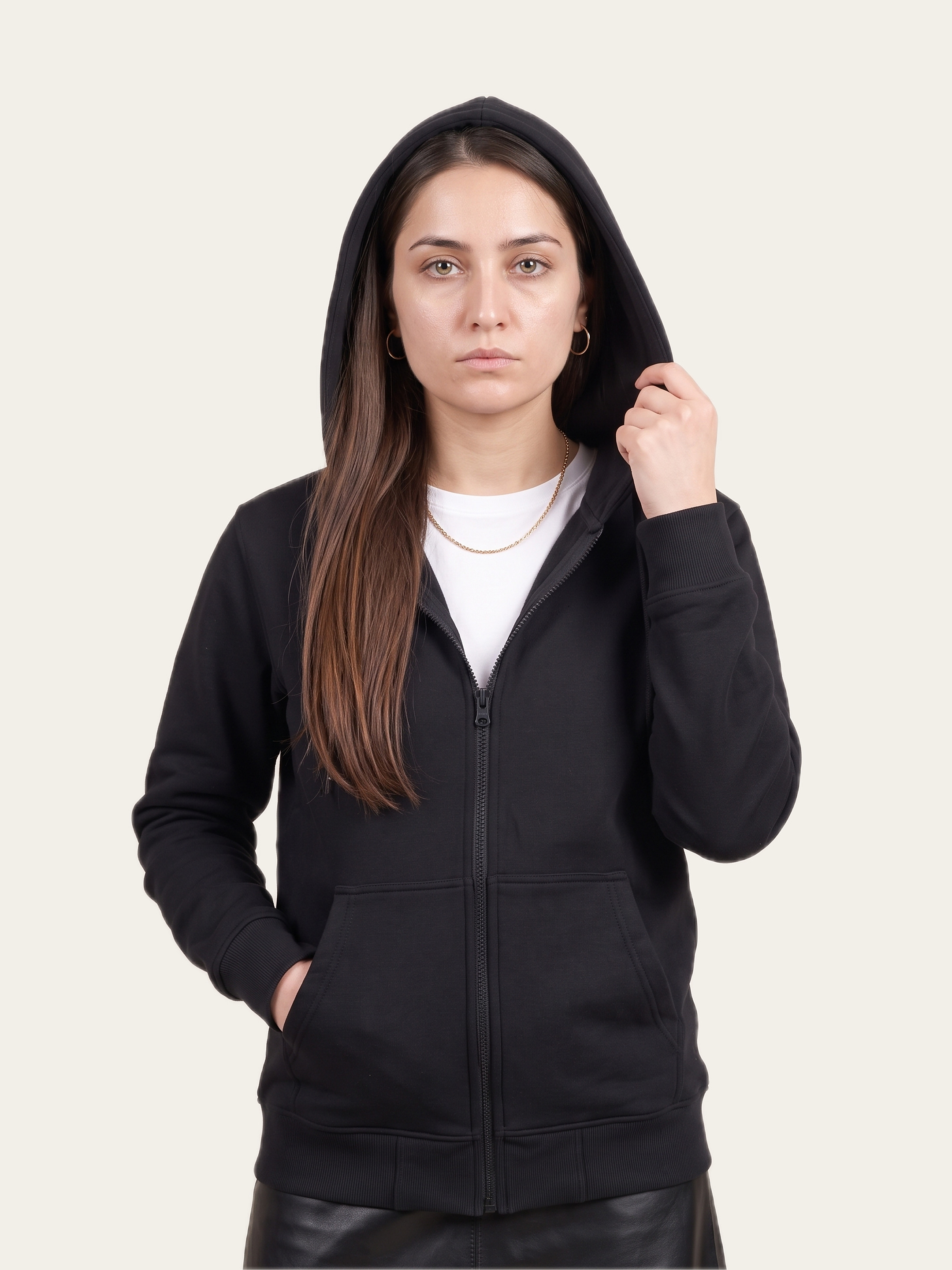 Noor Black ORIGINAL Zip Hoodie, full-zip brushed fleece