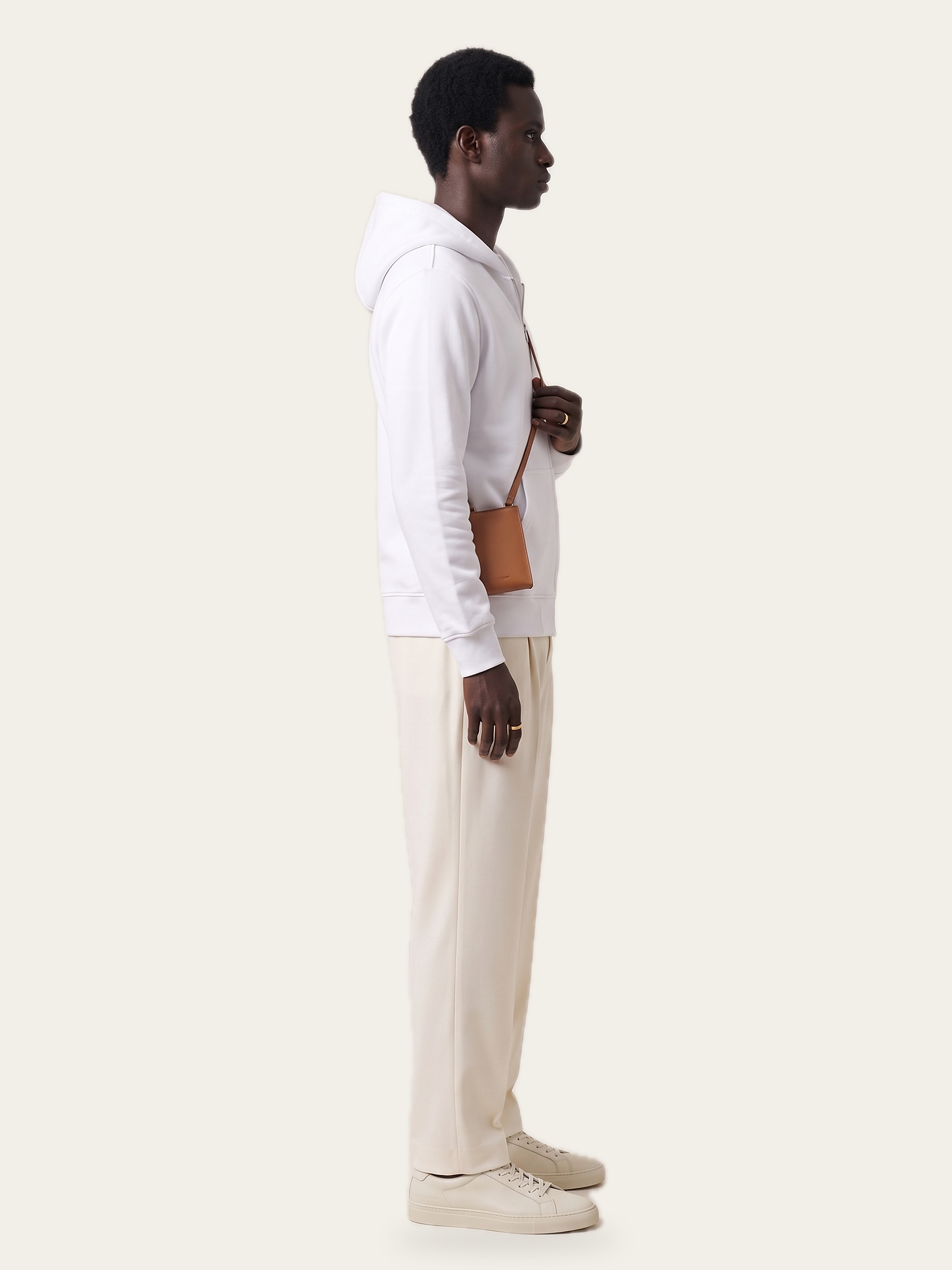 ORIGINAL Zip Hoodie in Rui White, a full-zip that folds flat
