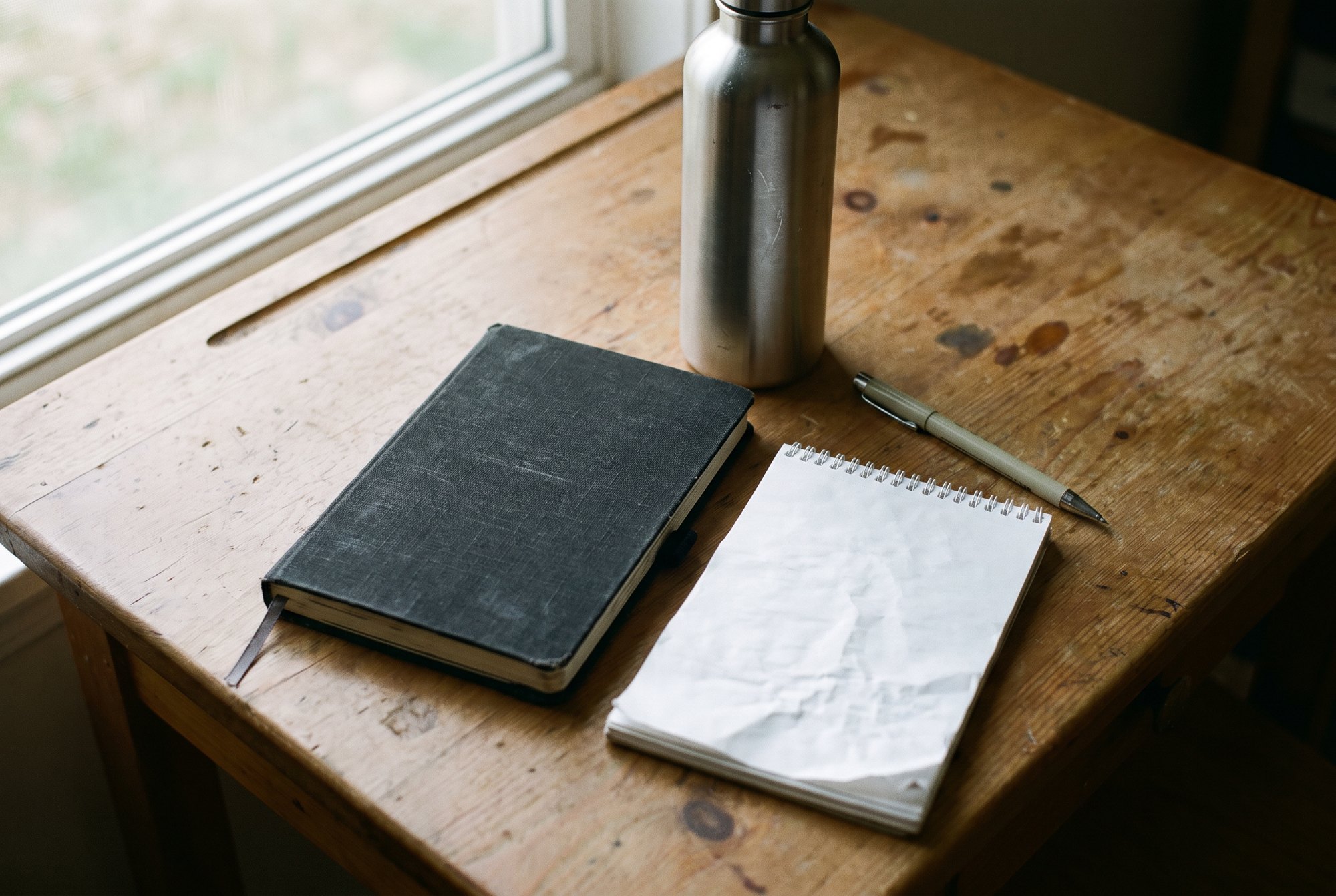A black a5 notebook